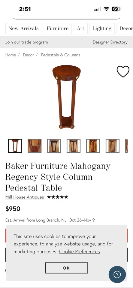 Antique Baker Furniture Mahogany Plant Stand – Regency Style with Brass Gallery - Image 3 of 4