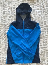 Columbia Youth XL Hooded Rain Jacket Blue Sapphire Full Zip Lightweight Nylon