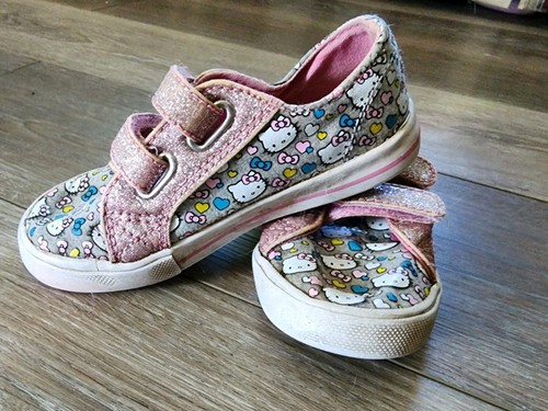Sanrio Hello Kitty shoes hook & loop pink Glitter Back to School Toddler 9 B7