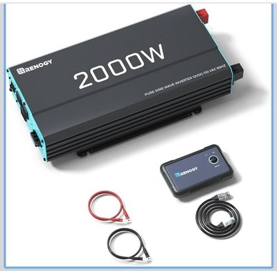 NEW Renogy RNG-INVT-2000-12V 2000W Pure Sine Wave Solar Inverter W/ REMOTE CTRL