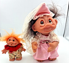Vintage Norfin Dam Pink Princess Troll Doll Denmark 9   Orange Hair Dam Clown
