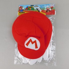 Super Mario Bros Adult Mario Halloween Costume Kit Hat Gloves Mustache Red