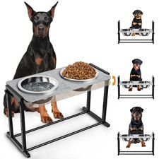 Elevated Dog Bowls for Extra Large Dogs, 4 Height Adjustable Tilted Raised Do...