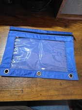 Pencil Pouch 3 Ring Zipper Case Blue