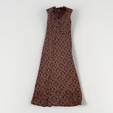 Laura Ashley Vintage Bias Cut Sleeveless Burgundy Summer Tea Dress Size UK 12