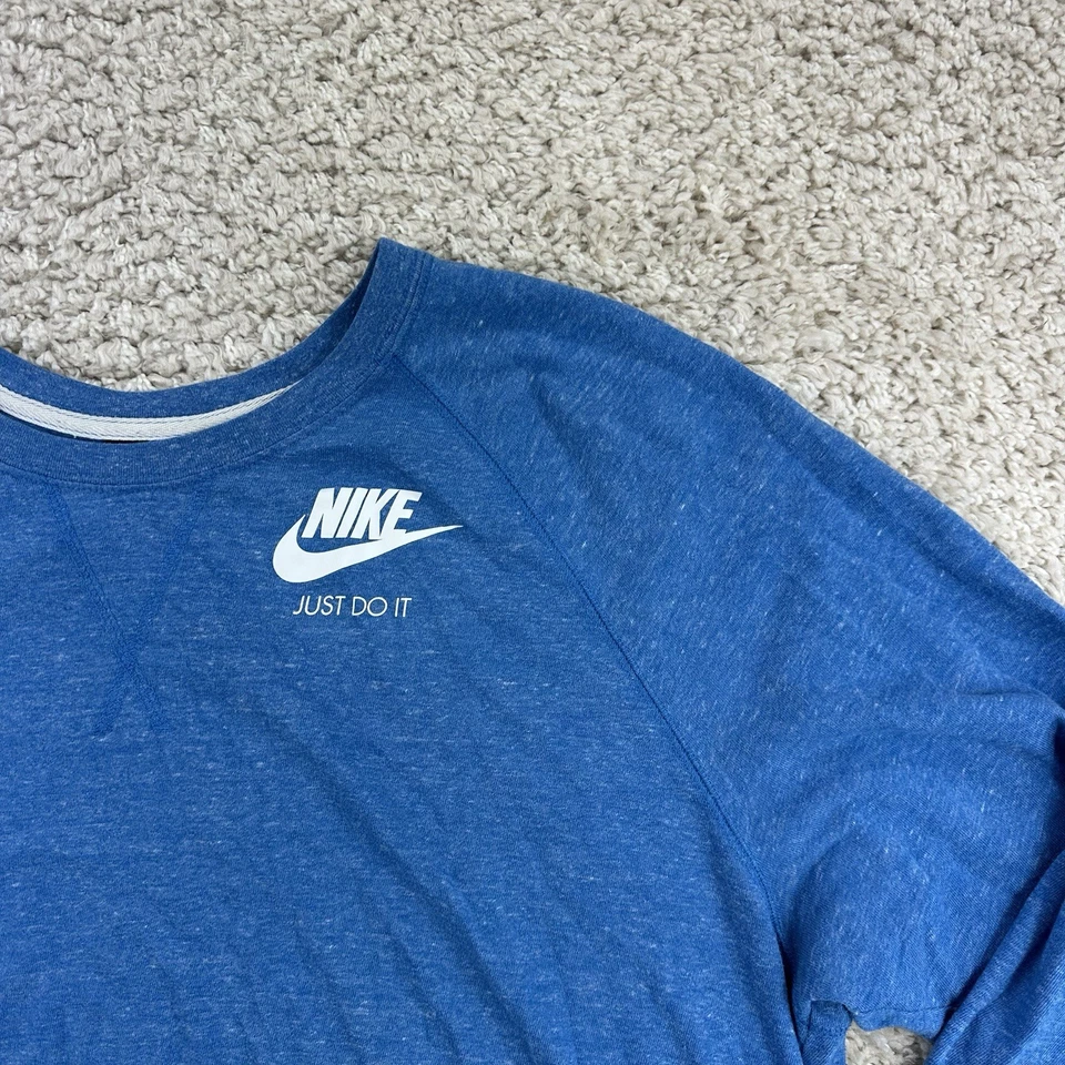 Nike Women's 2X Plus Size Just Do It Blue Long Sleeve Pullover Shirt Scoop Neck - Image 2 of 4