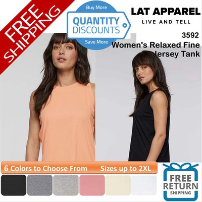   LAT Women's Relaxed Fine Jersey Tank Combed Ring-spun Cotton Up To 2XL 3592