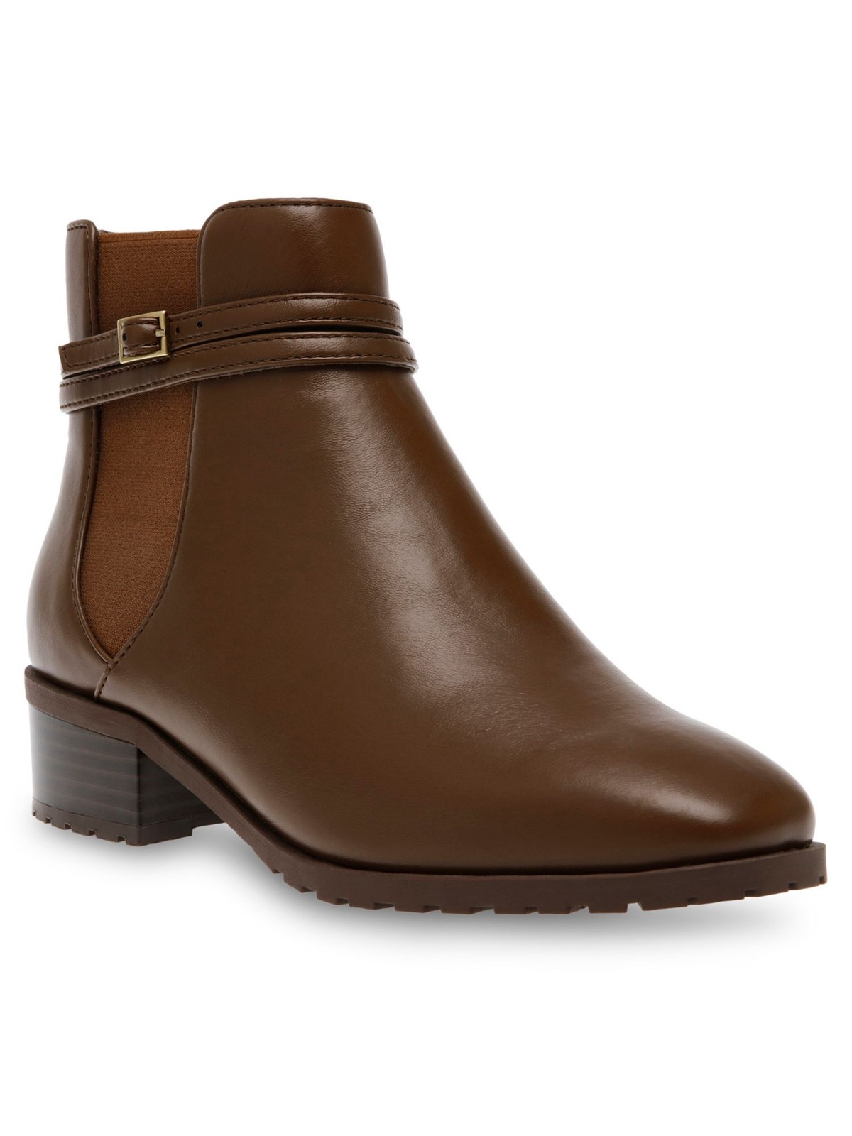 ANNE KLEIN Womens Brown Cassie Almond Toe Block Heel Zip-Up Boots Shoes 6 M 7590₽