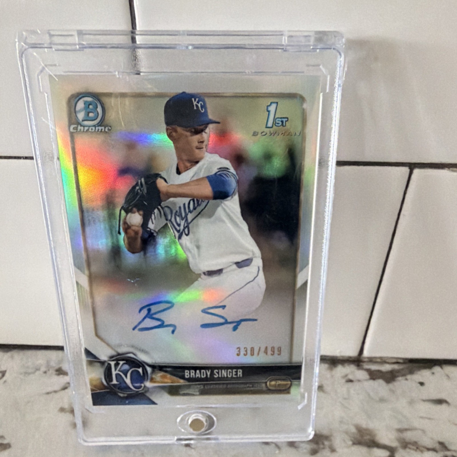 2018 topps bowman draft chrome brady singer royals auto refractor /499 #CDA-BS