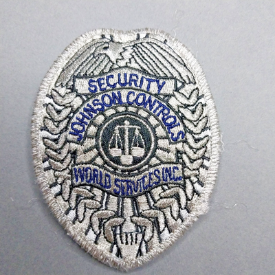 #ad Johnson Controls Silver Tone 3.5quot; Manufacturing Security Sew On Patch $4.65