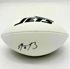 Aaron Rodgers Signed New York Jets White Panel Logo Football - Metabilia Cert