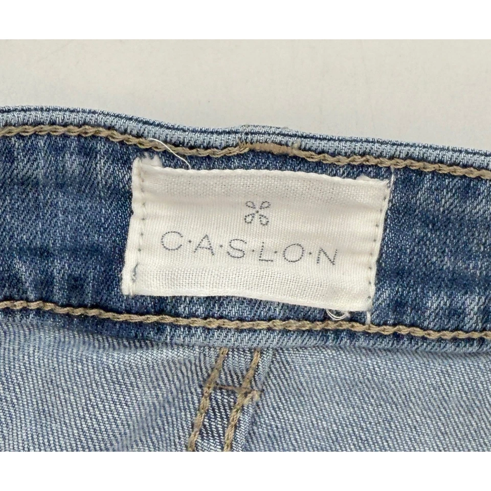 Falda vaquera Caslon para mujer denim lavado claro dobladillo deshilachado talla 4 Preppy occidental Foto 3 de 4