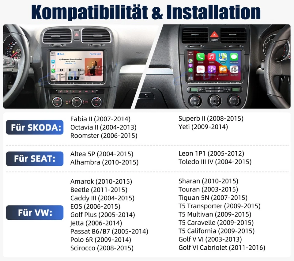 9" DAB+ Carplay Android 15 Autoradio GPS Navi WiFi Für VW Tiguan 5N Golf Plus - Bild 2 von 4