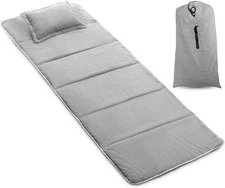 Alpcour Folding Camping Cot - Compact Single Person Bed with Pillow - Grey Large
