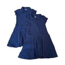 Childrens Place Uniform Dress 7/8 Blue Polo Collar Lot Of 2 Navy