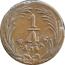 Mexico State Coppers 1/4 Real Mo 1833, KM# 358