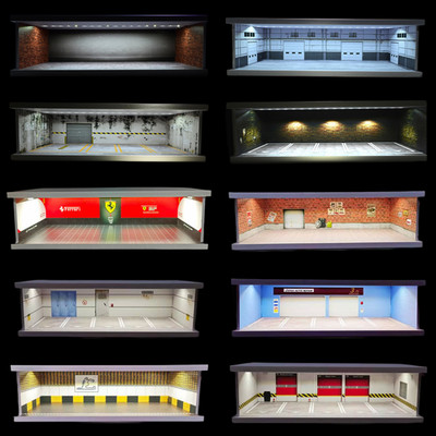 Diorama 1/43 Car Garage Model LED Lighting City Car Showroom Scene Model Display