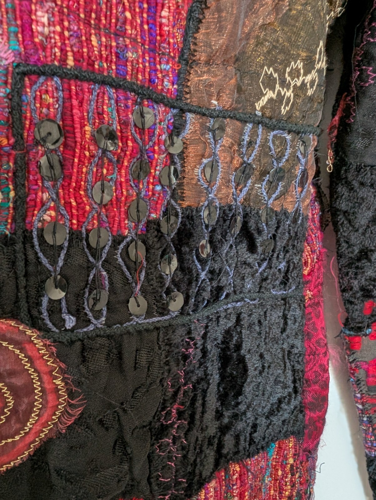 Chicos Design jacket artsy patchwork tapestry boh… - image 7