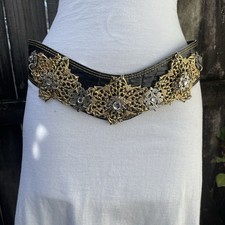 Stunning Vintage 80s Jose Cotel Paris France Metallic  Leather Gold Artsy Belt