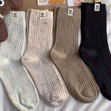 Soft Cotton Crew Socks Mid Calf Ankle Design Causal Classic Multicolor Women