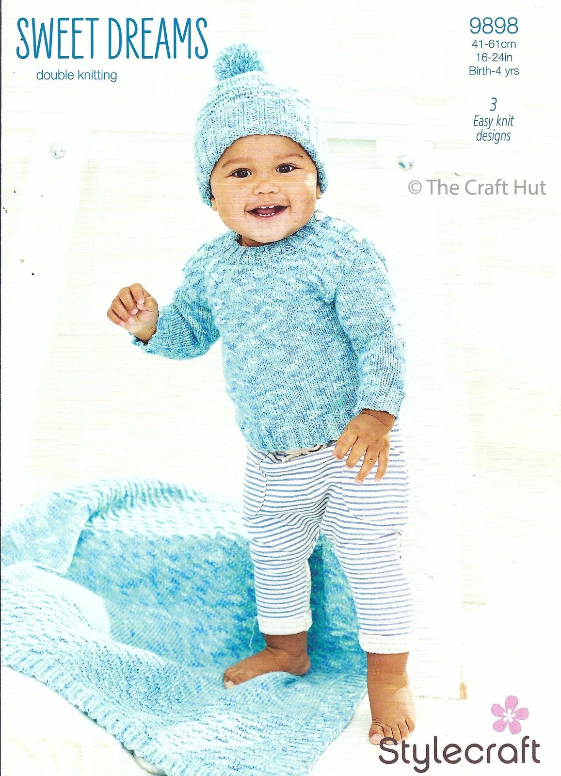 HAND KNITTING PATTERN ONLY Stylecraft Baby Child Sweater Hat & Blanket 9898 New