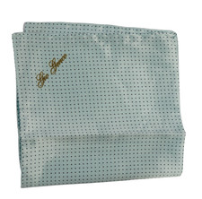 NWOT Gio Genco Ferretti Satin Aqua w Blue Dots Silk Pocket Square Italy 12"