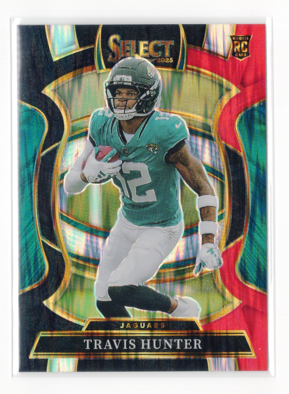 2025 Panini Select #28 Travis Hunter Black & Red Prizm Shock
