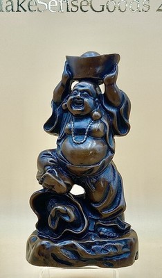 VTG Hand Carved 7'' Resin Laughing Buddha Hotei / Ho Tai Figurine -Made Thailand