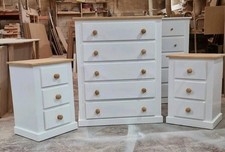 HANDMADE AYELSBURY NEXT WHITE+PINE CHEST 5 DRAWERS +2 BED SIDE EDITION TO YOUR R