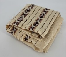 Vtg Handwoven Cotton Textile Indigenous Mexican or Guatemalan Brocade 140”x34”