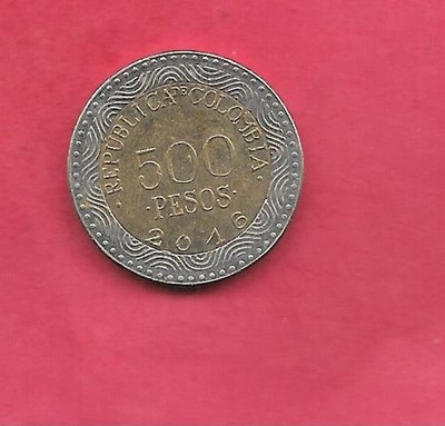 COLOMBIA KM298 2016 500 PESOS BU GEM UNCIRCULATED NICE RECENT BI-METAL COIN
