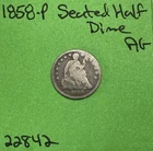 1858-P US Seated Liberty Half Dime 5c Ag About Good