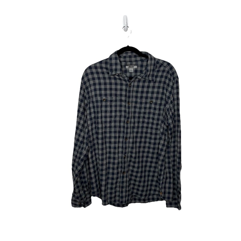 Gander Mountain Guide Series Shirt Gray Plaid Flannel Long Sleeve Sz Large flaw