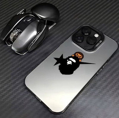 Glossy Universal Phone Case Cover - A Bathing Ape Ape Head & Star, Silver/Black 