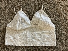 Vintage Lace Bralette Large Ivory Lace MADE IN USA Unlined, Unpadded Wireless
