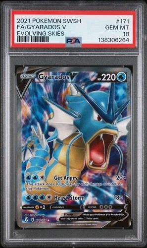 2021 POKEMON SWORD & SHIELD EVOLVING SKIES #171 FULL ART/GYARADOS V PSA 10