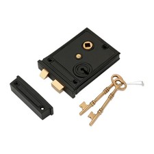 Rim Lock Horizontal Victorian Black Internal External Door Gate Latch Security