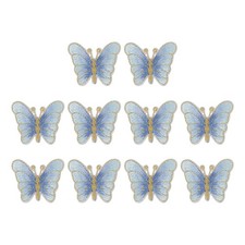 10 Pcs Butterfly Iron on Patches, Embroidered Sew on Applique, Light Blue