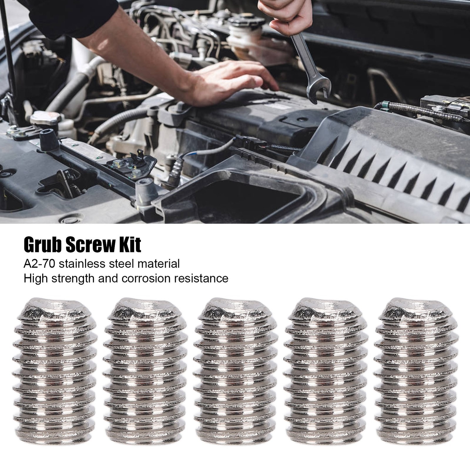 50Pcs Set Screw A2‑70 Grub Screws Assortment Kit Hardware Fasteners Set M3x5↑