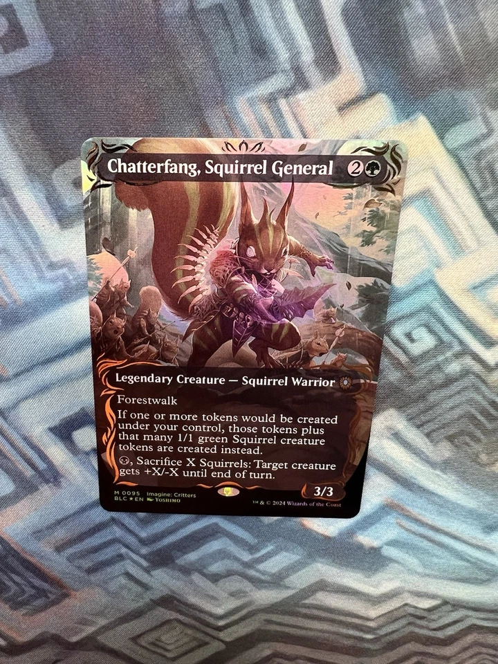 MTG Borderless Raised Foil Chatterfang, Squirrel General EX/LP Bloomburrow - Image 3 of 4