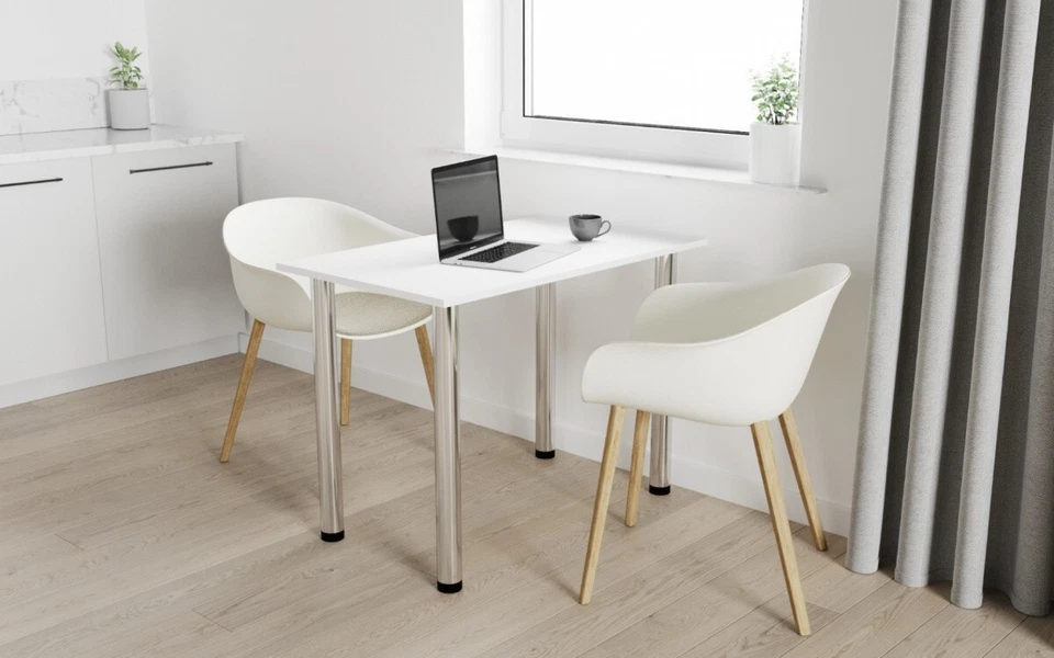 Dining Table Solid Oak Wood Kitchen Furniture Metal Legs Moder - Image 2 of 4