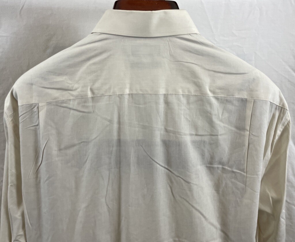 “BALENCIAGA BB, PARIS 100% Cotton” beige (light tan) l-s, button-dwn shirt,17-35