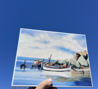 FISHING BOATS Mouth & Foot Painting Artist 1000 Pc Puzzle Kris Kyriacou  blt7j2