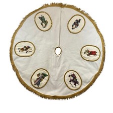 Needlepoint Vintage Handmade Finished Tree Skirt SANTAS Of THE WORLD Large