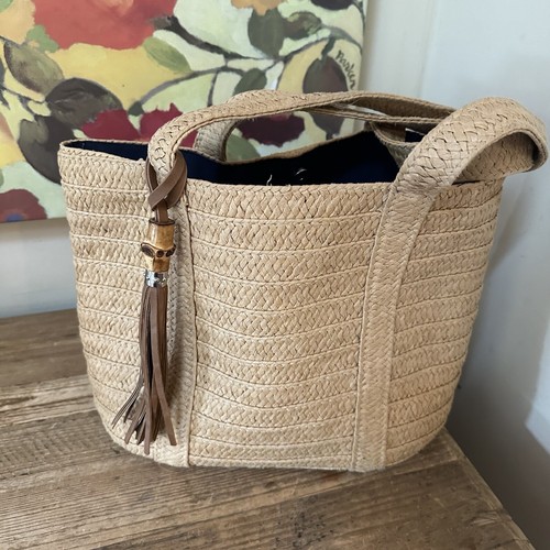 Draper James Stroh Schultertasche Handtasche Strandtasche Quaste