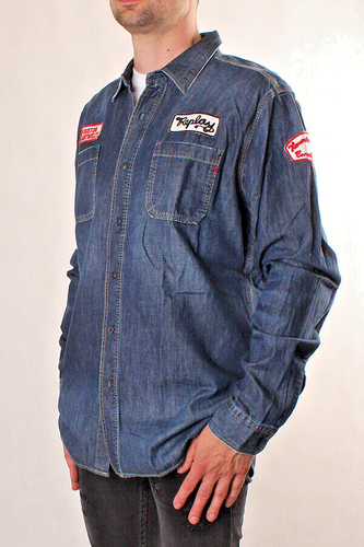 Replay M4975E 26C1 08D Camisa Vaquera Hombre, Azul Oscuro - Imagen 2 de 3