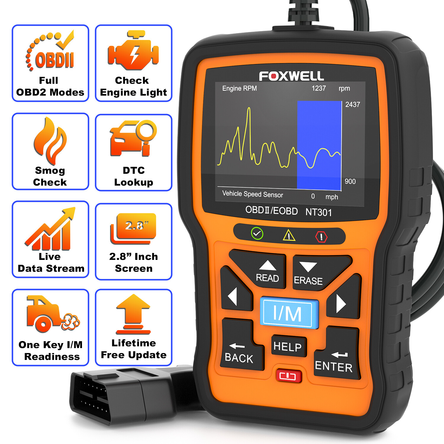 Foxwell NT301 OBDII OBD2 Automotive Scanner Code Reader Car Diagnostic Scan Tool-image