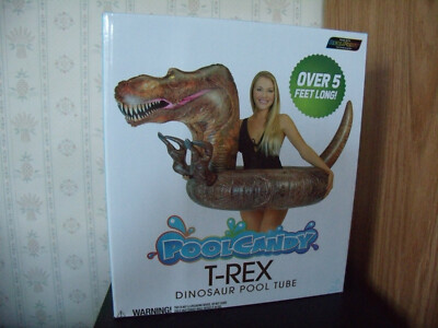 POOL CANDY T-REX DINOSAUR 5 FT. LONG INFLATABLE POOL FLOAT NEW IN BOX