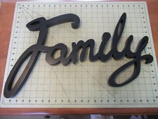 Large Family Sign Wood Wooden Black FAMILY Hanging Display Sign Approx 21" x 13"