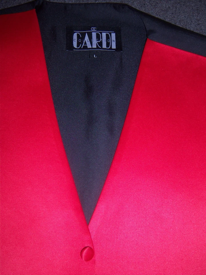 Chaleco de espalda completa de satén rojo y pajarita con bandas - grande para hombre (se adapta a abrigo para hombre 43-46) Foto 2 de 4